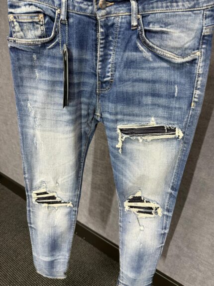Amiri Blue Jeans Black Ribbels