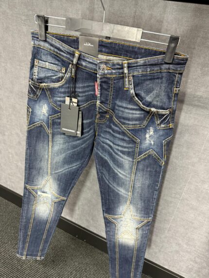 Dsquared2 Blue Star Jeans Glimmende Label