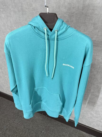 Balenciaga Mint Blue Hoody White Text