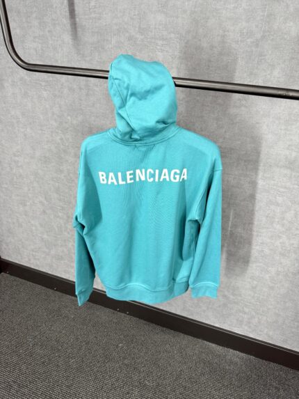 Balenciaga Mint Blue Hoody White Text