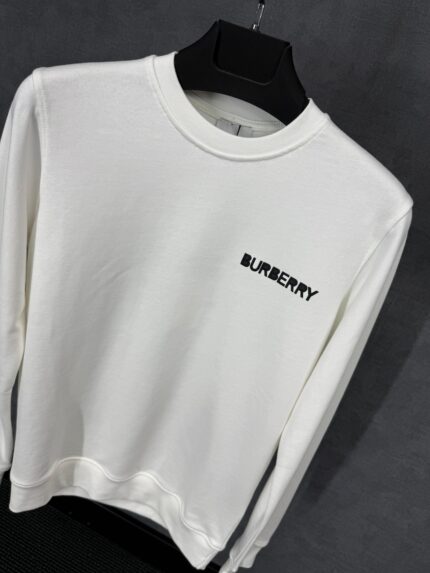 Burberry White Sweater Text Logo