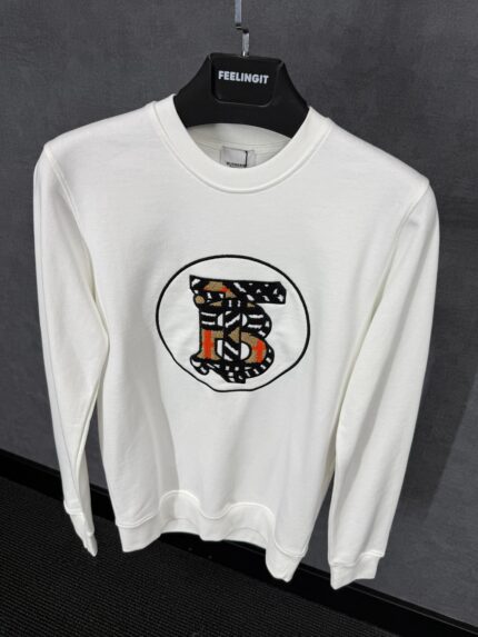 Burberry White Sweater Big Logo
