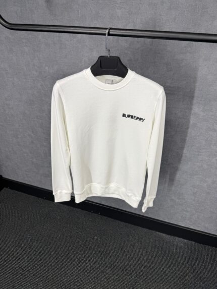 Burberry White Sweater Text Logo