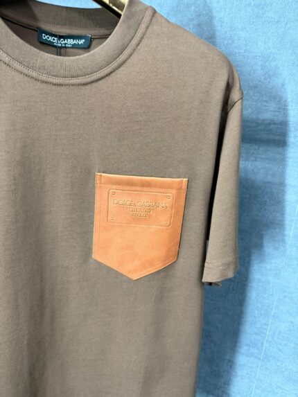 Dolce Gabbana Brown T-Shirt Pocket Logo