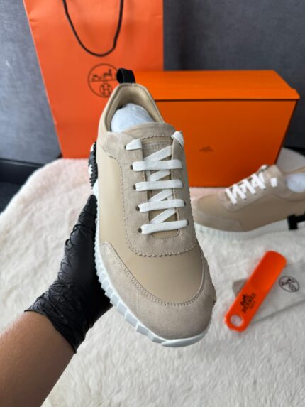 Hermes Bouncing Sneakers Beige, Black Logo