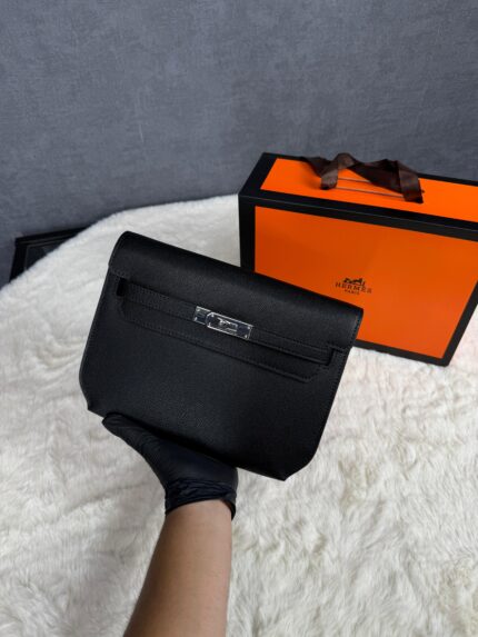 Hermes Kelly Depeches 25 Clutch Bag Black High Quality #xadv