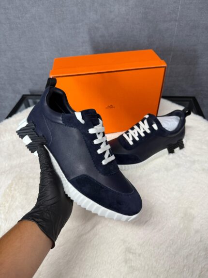 Hermes Bouncing Sneakers Dark Blue, Black Logo