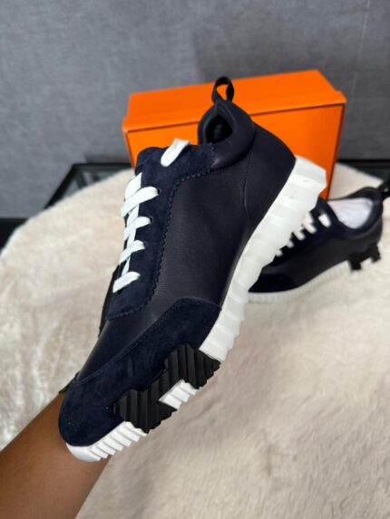 Hermes Bouncing Sneakers Dark Blue, Black Logo