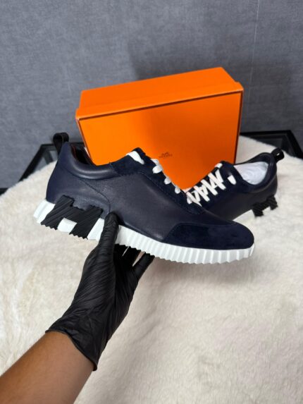 Hermes Bouncing Sneakers Dark Blue, Black Logo