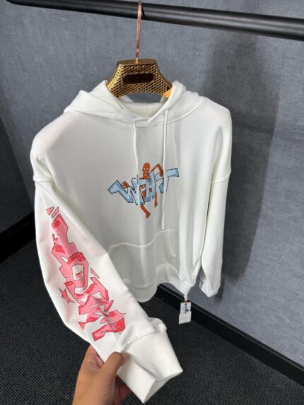 Off-White White Hoody Roze Arm Bedrukking