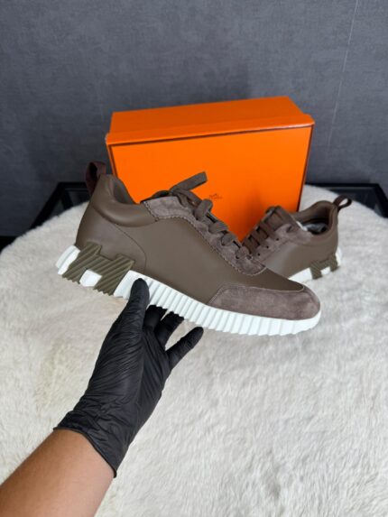 Hermes Bouncing Sneakers Brown Leather
