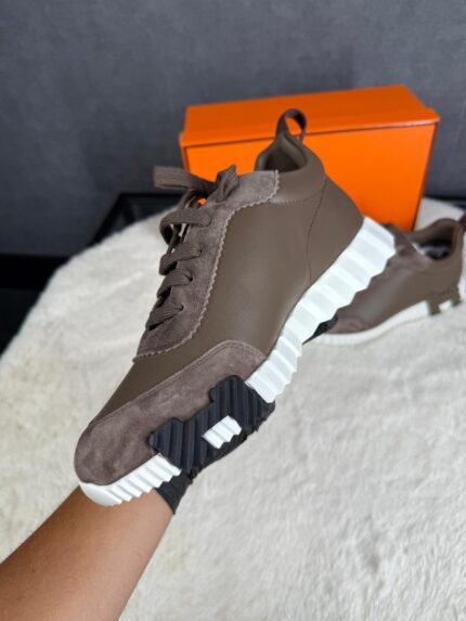 Hermes Bouncing Sneakers Brown Leather