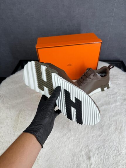 Hermes Bouncing Sneakers Brown Leather