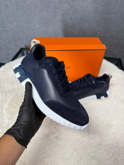 Hermes Bouncing Sneakers Dark Blue, Red Logo