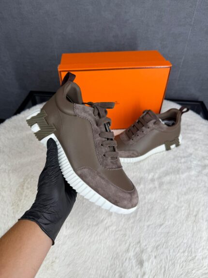 Hermes Bouncing Sneakers Brown Leather