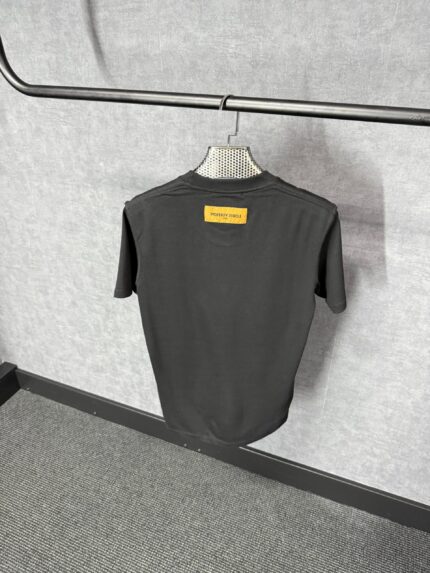 Louis Vuitton Black T-Shirt Blue Big Logo