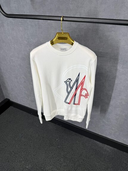 Moncler White Sweater Big Logo