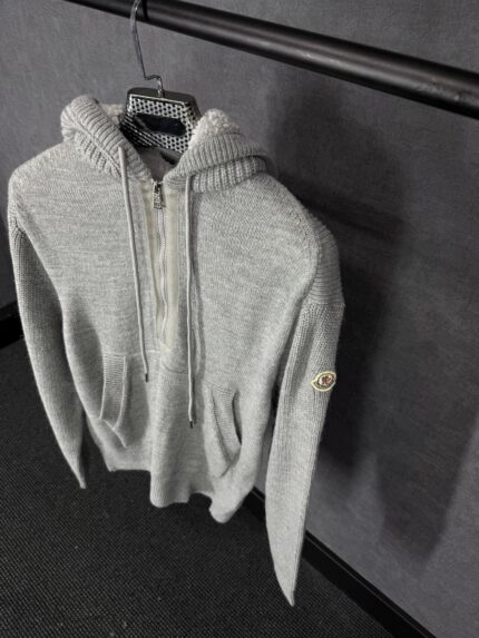 Moncler Grey Wool Hoody High Quality