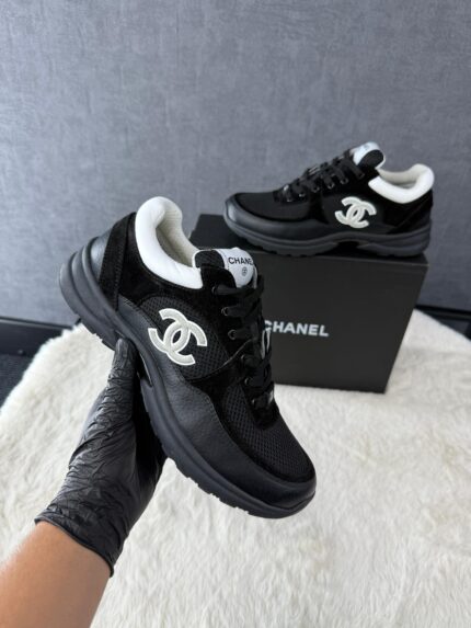 Chanel Sneakers Black (White Logo)