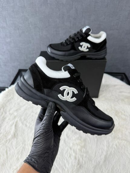 Chanel Sneakers Black (White Logo)