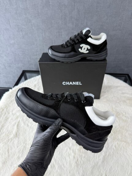 Chanel Sneakers Black (White Logo)