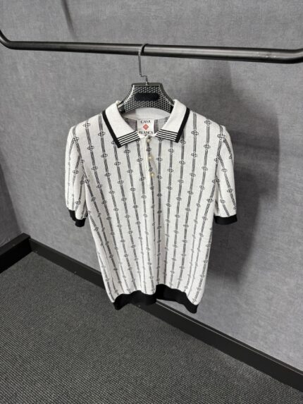 Casablanca White Grey Polo Patroon Logo