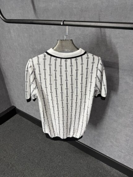 Casablanca White Grey Polo Patroon Logo