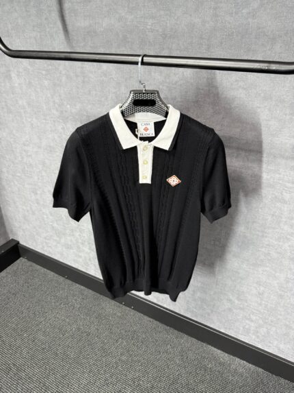 Casablanca Gebreid Polo Zwart Witte Kraag