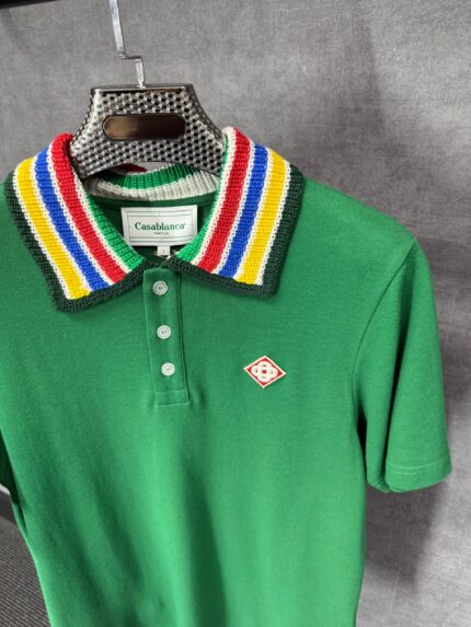 Casablanca Green Polo Kleuren Kraag T-Shirt