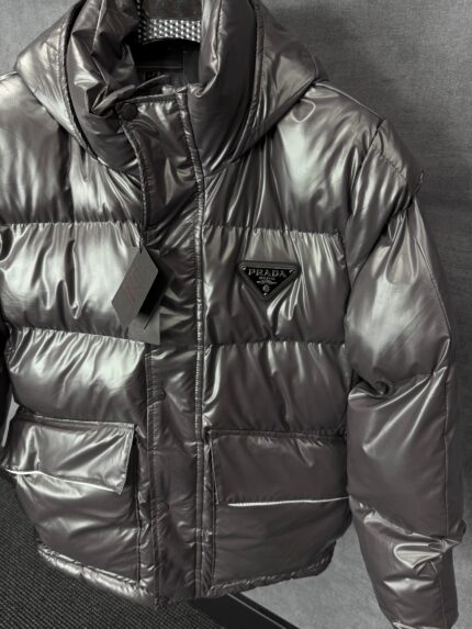 Prada Grey Winterjas Logo