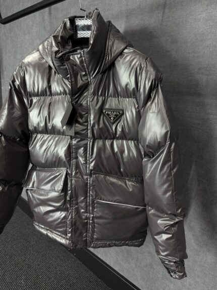 Prada Grey Winterjas Logo