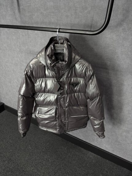 Prada Grey Winterjas Logo
