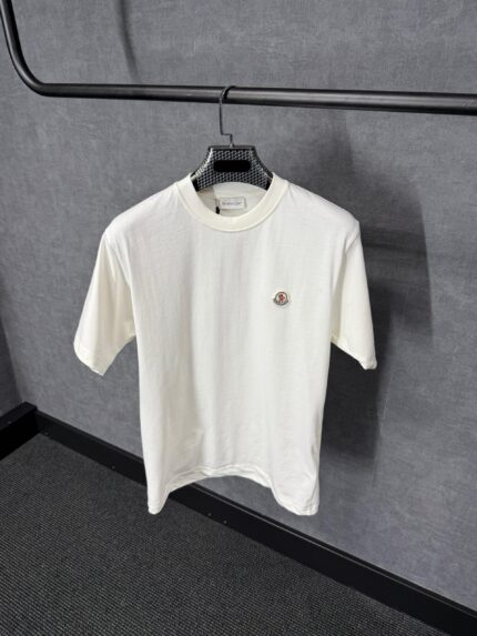 Moncler White T-Shirt Simpel Logo