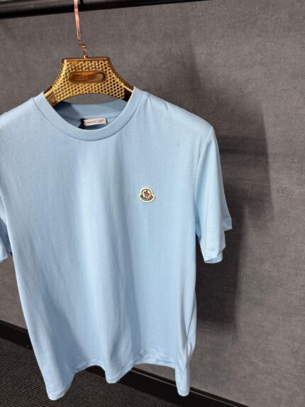 Moncler Light Blue T-Shirt Simpel Logo