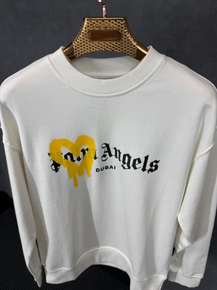 Palm Angels White Sweater Yellow Heart