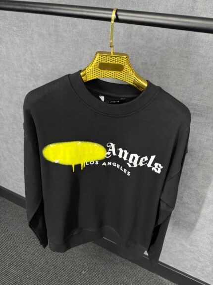 Palm Angels Black Sweater Yellow Grafiti