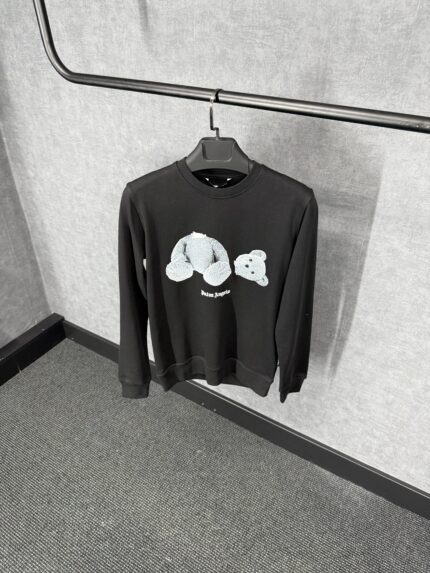 Palm Angels Black Sweater Grey Teddy