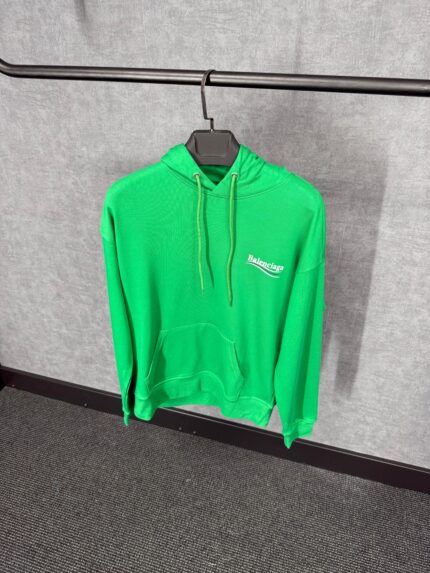 Balenciaga Green Hoody Classic Text Logo