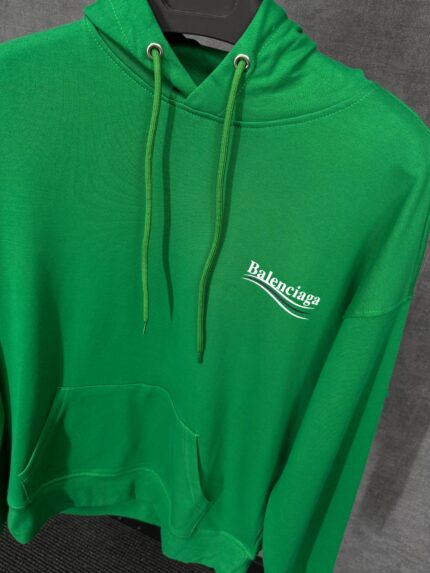 Balenciaga Green Hoody Classic Text Logo