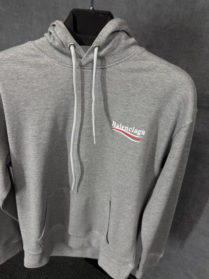 Balenciaga Grey Hoody Classic Text Logo