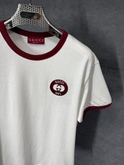 Gucci Witte T-Shirt Rode Kraag