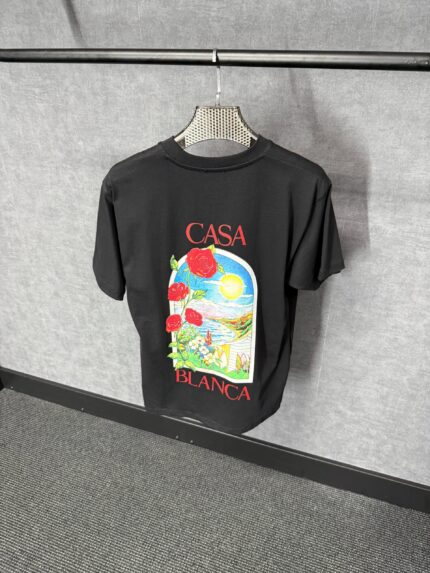 Casablanca Black T-Shirt Roses