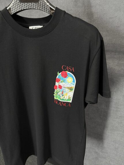 Casablanca Black T-Shirt Roses