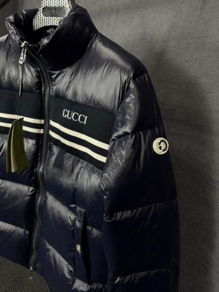 Gucci GG Canvas Puffer Dons Jacket Dark Blue High Quality