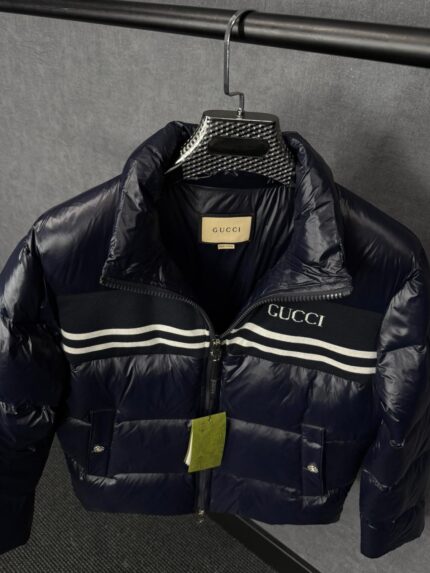 Gucci GG Canvas Puffer Dons Jacket Dark Blue High Quality