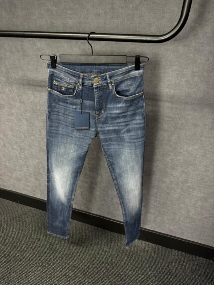 Louis Vuitton Blue Jeans Green Dark Green Suede Label