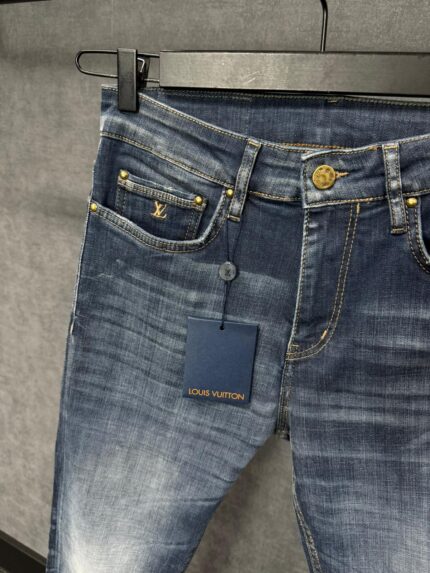 Louis Vuitton Blue Jeans Green Dark Green Suede Label