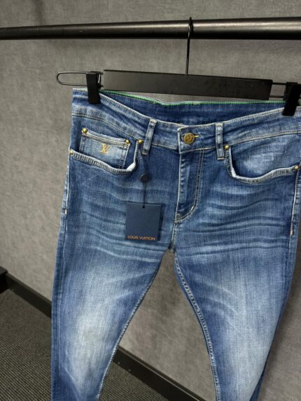 Louis Vuitton Blue Jeans Green Monogram Label