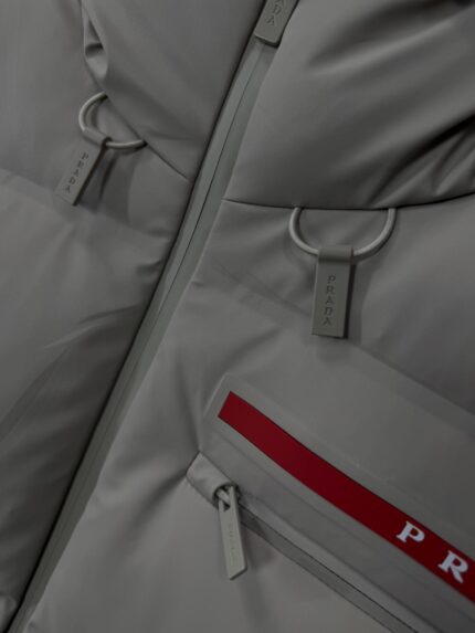 Prada Beige Re-Nylon Hooded Puffer Jacket High Quality