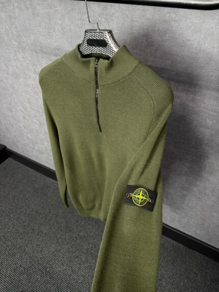 Stone Island Trui, Met Rits Groen